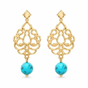 گوشواره طلا مدل آویز فیروزه